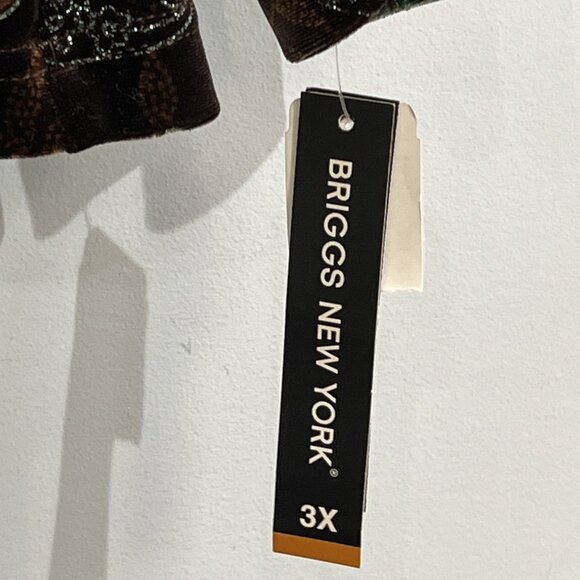 Vintage Briggs Top 3X Brown Velvet Faux Twin Set Green Floral Goblincore Fairy - Picture 3 of 10